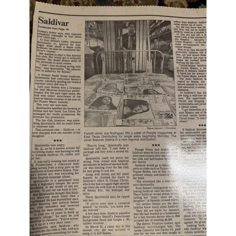 RARE Selena Quintanilla April 9, 1995 Houston Chronicle Newspaper Memorial